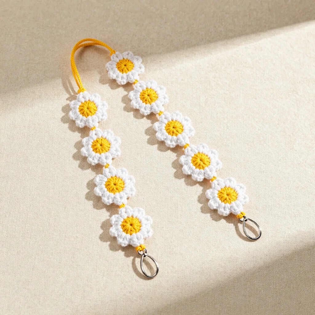 Daisy Bead Crochet Phone Charm